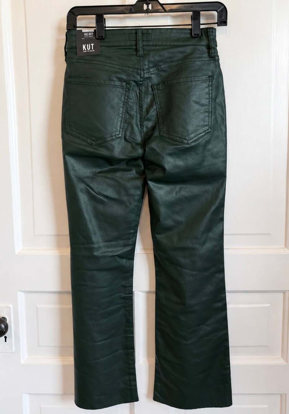 Kut From The Kloth Kelsey Jeans Coated Green Kick Flare NWT - Picture 2 of 8